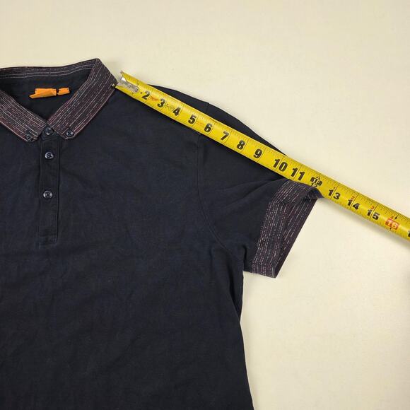 BOSS Orange Polo Shirt Mens XL Navy Contrast Collar Short Sleeve Hugo Boss - Picture 8 of 10